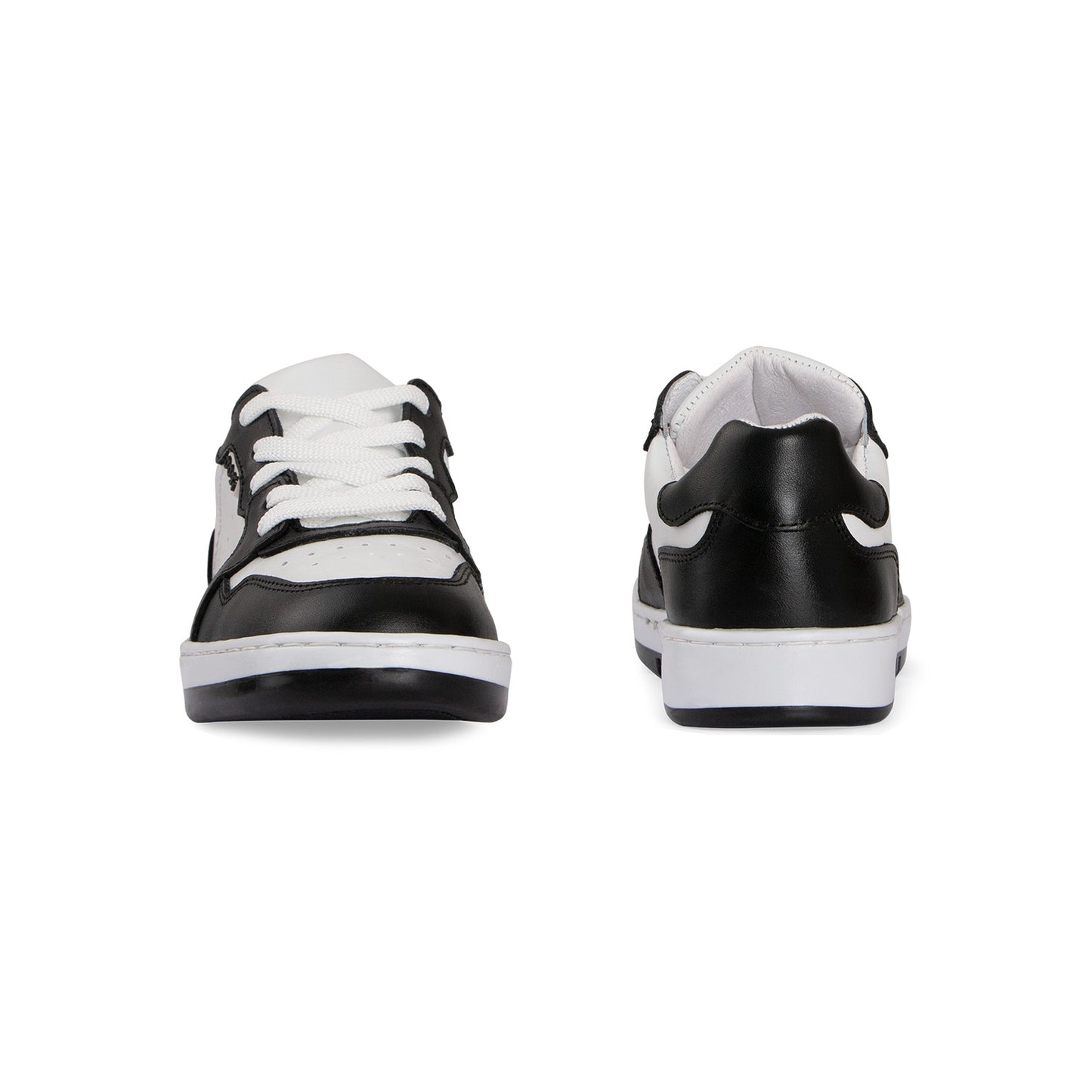 Tenis Piel Blanco Negro Aries 10002
