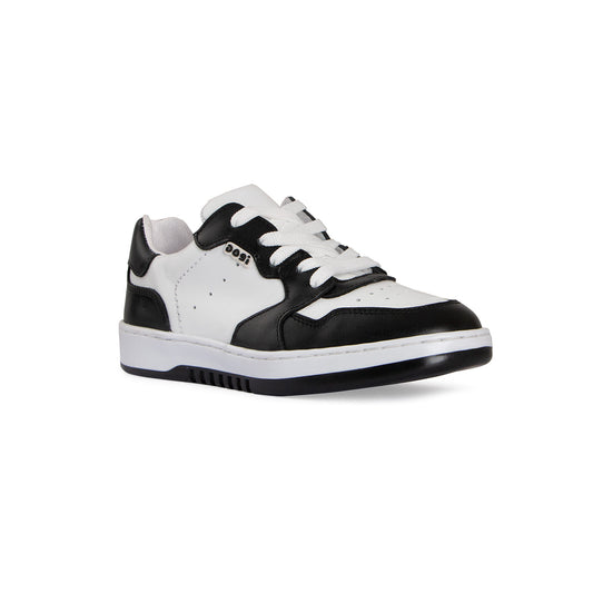 Tenis Piel Blanco Negro Aries 10002