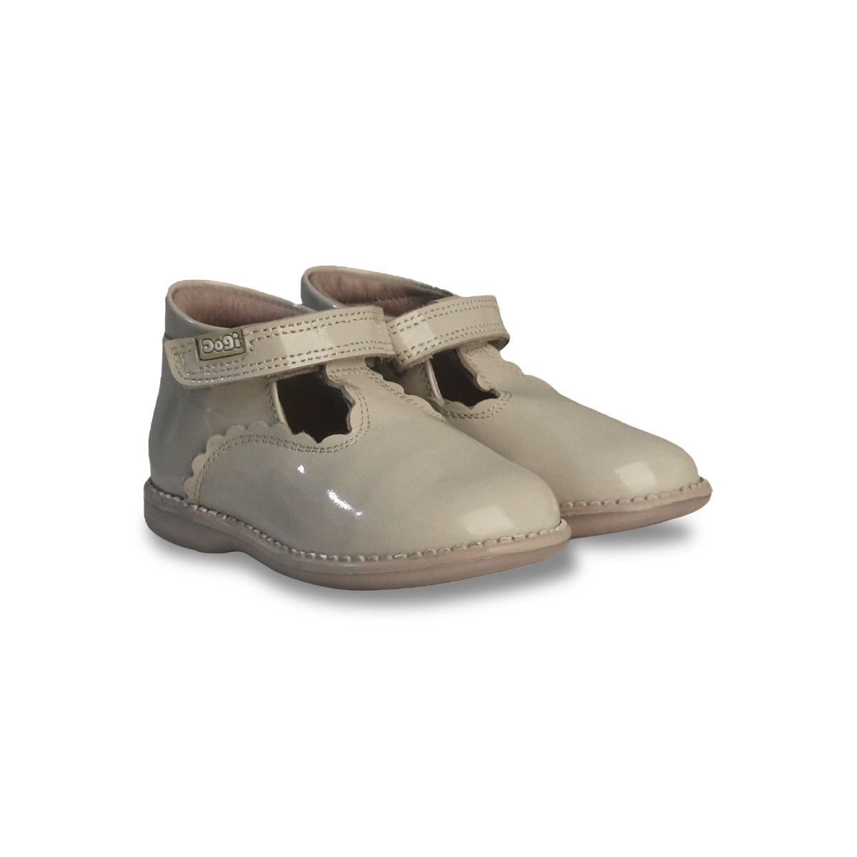 Zapato Bebe Charol Beige Piel Dogi con belcro Antideslizante marca 7710