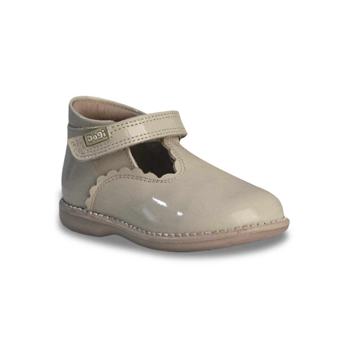 Zapato Bebe Charol Beige Piel Dogi con belcro Antideslizante marca 7710