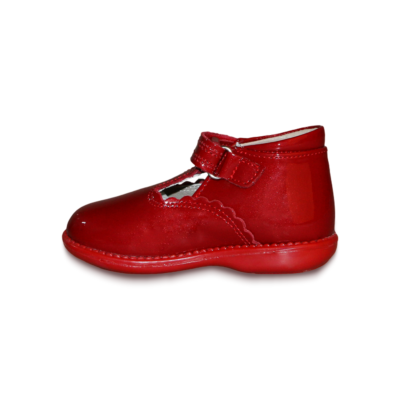 Zapato Bebe Charol Rojo Piel con belcro Antideslizante marca Dogi 7710