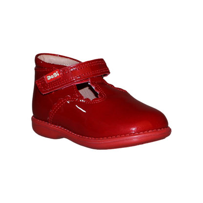 Zapato Bebe Charol Rojo Piel con belcro Antideslizante marca Dogi 7710